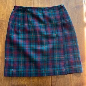 Eddie Bauer Wool Plaid Tartan Wrap Skirt